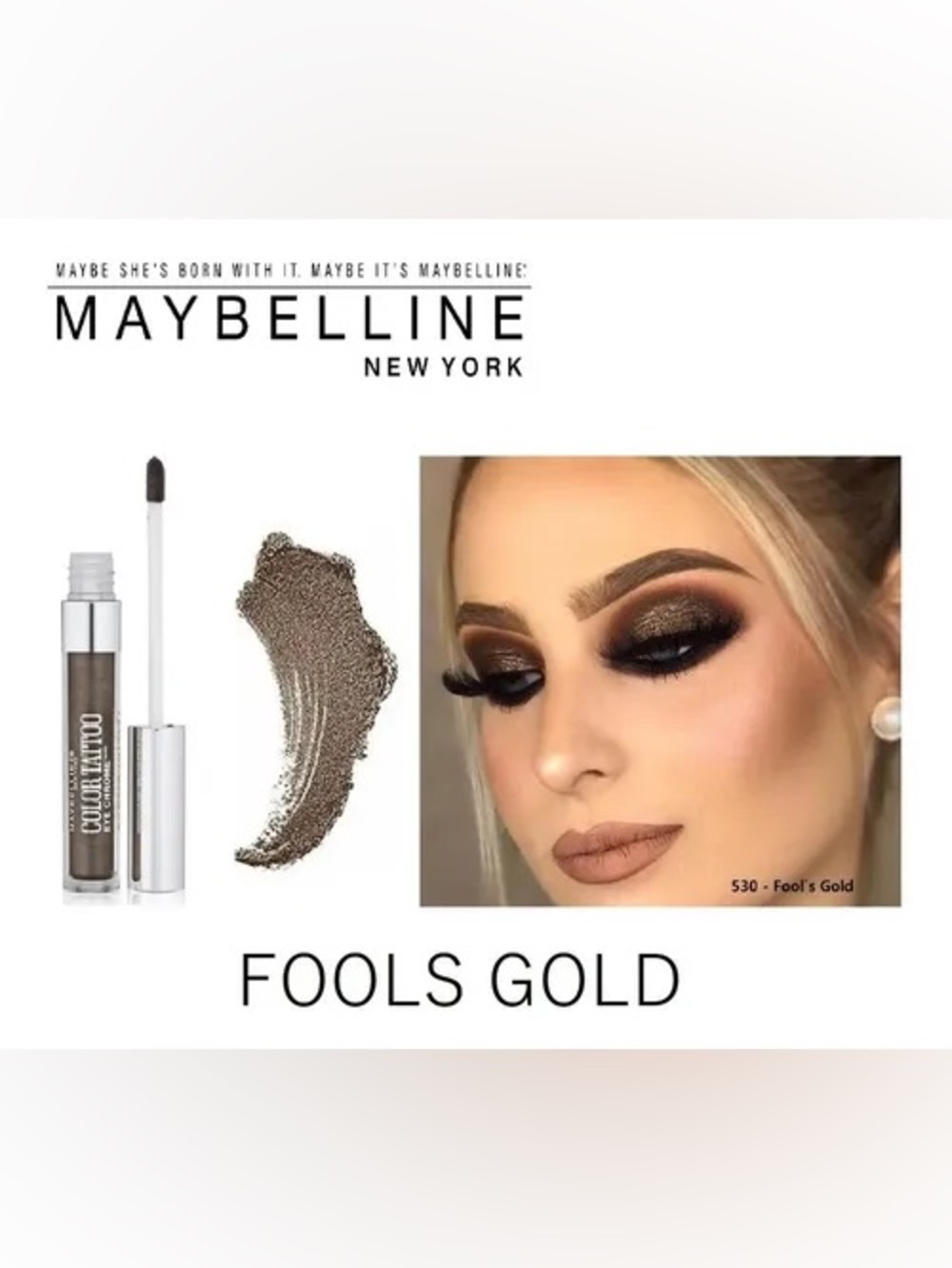 Maybelline Color Tattoo Liquid Metallic Eyeshadow #530 Fools Gold